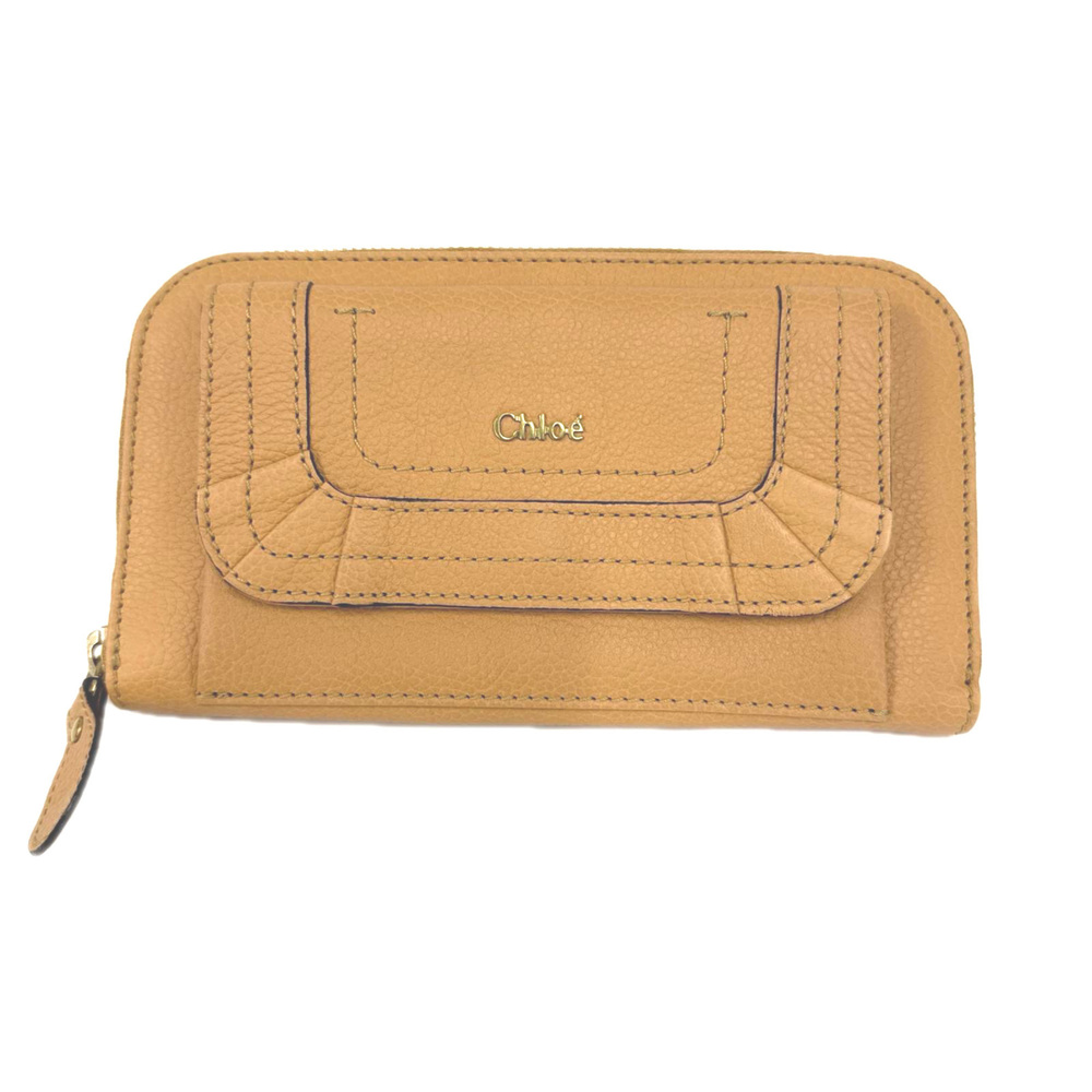Chloé Chloe Leather Paraty Round Zip Long Wallet 3P0375-043 Brown Women's